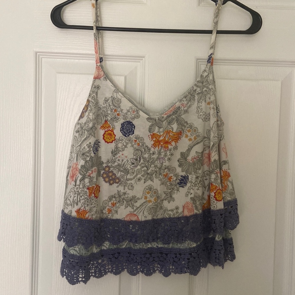 Anthropologie floral lace tank
